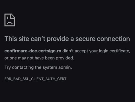 err_bad_ssl_client_auth_cert smart card|login certificate not accepted.